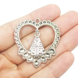 Salve Rainha de Metal / 42x39mm - Nossa Senhora Aparecida (unidade)-Níquel