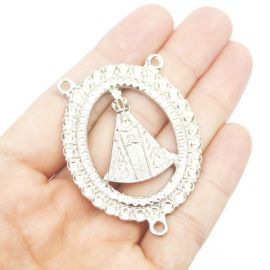 Salve Rainha de Metal / 54x41mm - Nossa Senhora Aparecida (unidade) - Níquel
