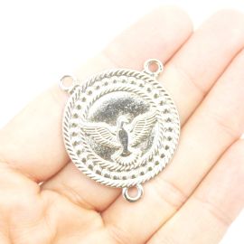 Salve Rainha de Metal / 38x33mm - Pomba (unidade) - Níquel