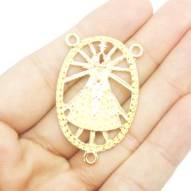 Salve Rainha de Metal / 43x27mm - Nossa Senhora Aparecida (unidade) - Dourado