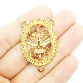 Salve Rainha de Metal / 39x27mm - Pomba (unidade)-Dourado
