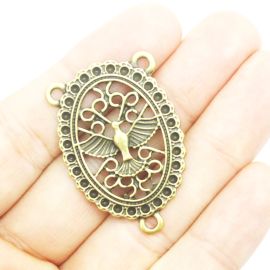 Salve Rainha de Metal / 39x27mm - Pomba (unidade)-Ouro Velho