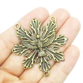 Salve Rainha de Metal / 47x45mm - Pomba (unidade)-Ouro Velho