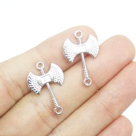 Pingente de Metal / 24x15mm - Afro Religioso - Machado (unidade)-Níquel