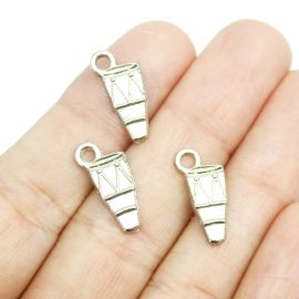 Pingente de Metal / 18x9mm - Afro Religioso - Tambor (unidade) - Níquel