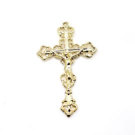 Crucifixo de Metal / 76x48mm -  com O Cristo (UNIDADE)