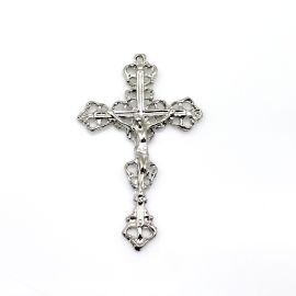 Crucifixo de Metal com Cristo / 76x48mm - (unid.)-Níquel