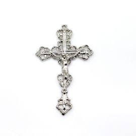 Crucifixo de Metal / 76x48mm -  com O Cristo (UNIDADE)