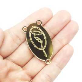 Salve Rainha de Acrílico / 42x22mm - (Unidade) - Dourado