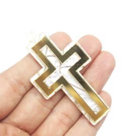 Crucifixo de Acrílico / 65x35mm - (Unidade) - Dourado
