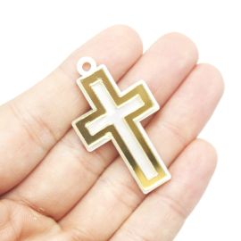 Crucifixo de Acrílico / 44x25mm - (Unidade) - Creme