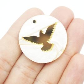 Pingente em Acrílico / 30mm - Pomba (UNIDADE) - Dourado