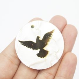 Pingente em Acrílico / 40mm - Pomba (UNIDADE) - Dourado