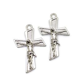 Crucifixo de Metal / 60x38mm - com O Cristo (Unidade) - Níquel
