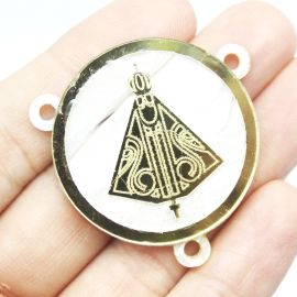 Salve Rainha de Acrílico / 35mm - Senhora Aparecida (Unidade) - Dourado