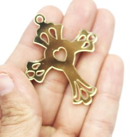Crucifixo de Acrílico Espelhado / 51x40mm - (Unidade)