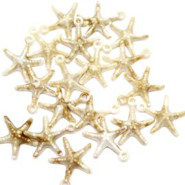 Conta Plástica Mesclada / 32x28mm - Estrela do Mar - Furo Pingente (10 gramas) - Bege