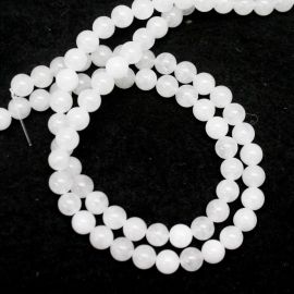 Fio de Pedra Natural / 8mm - Bola de Ágata Branco (Aprox.: 45 Unidades)