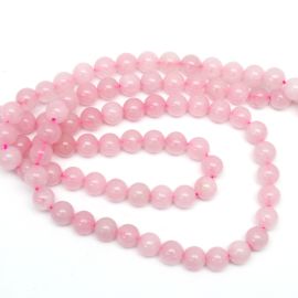 Fio de Pedra Natural / 8mm - Bola de Ágata Rosa (Aprox.: 48 Unidades)