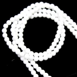 Fio de Pedra Natural / 6mm - Bola Branca Leitosa (Aprox: 69 unidades)
