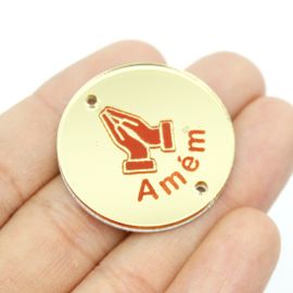 Entremeio Acrílico / 31mm - Amém (UNIDADE) - Dourado