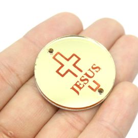 Entremeio Acrílico / 31mm - Jesus (UNIDADE) - Dourado