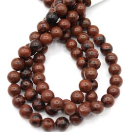 Fio de Pedra Natural / 8mm - Bola - Jaspe Marrom  (Aprox.: 46 Unidades)