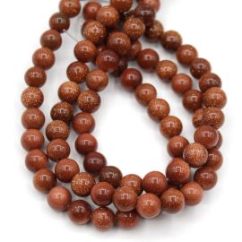 Fio de Pedra Natural / 8mm - Bola - Pedra do Sol (Aprox.: 47 Unidades)