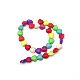 Pedra Howlita / 11x12mm - Coração - Cores Diversas