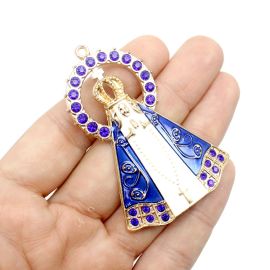 Pingente de Nossa Senhora Aparecida / 60x41mm - com Strass (unidade)