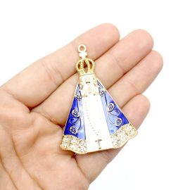 Pingente de Nossa Senhora Aparecida / 56x41mm - com Strass (unidade)
