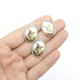 Medalha de Metal Resinado / 20x16mm - São Miguel Arcanjo (Unidade) - Níquel