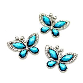 Aplique de Metal com Pedraria / 27x35mm - Borboleta (unid.)