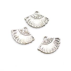 Pingente de Metal / 19x26mm - Afro Religioso - Leque (unidade) - Níquel