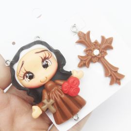 Crucifixo e Salve Rainha em Biscuit - Santa Terezinha (1PAR)
