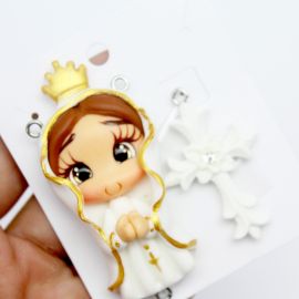 Crucifixo e Salve Rainha em Biscuit - Nossa Senhora de Fátima (1PAR)