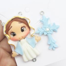 Crucifixo e Salve Rainha em Biscuit - Nossa Senhora das Graças (1PAR)