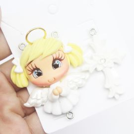 Crucifixo e Salve Rainha em Biscuit / Anjinha Branca (1PAR)