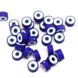 Entremeio de Fimo / 10mm - Olho Grego - (Unidade) - Azul