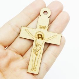 Crucifixo em MDF / 70x43mm - com o Cristo (Unidade)
