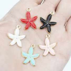 Pingente de Metal Resinado / 22mm - Estrela do Mar (Unidade) - Dourado