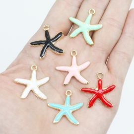 Pingente de Metal Resinado / 24mm - Estrela do Mar (Unidade) - Dourado