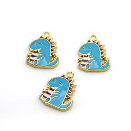 Pingente de Metal Dourado / 21x15mm - Dinossauro (Unidade)