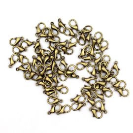 Fecho de Metal / 12mm - Lagosta (Pct c/ 100 Unidades)-Ouro Velho