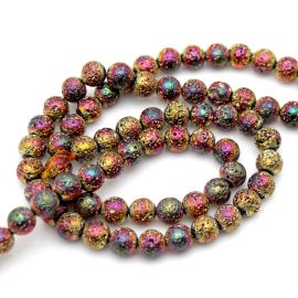 Pedra Vulcânica Metalizada / 11mm - Bola (1 fio)