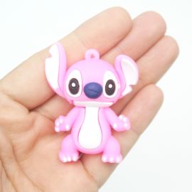 Pingente Emborrachado / 52x40mm - Stitch Rosa (Unidade)