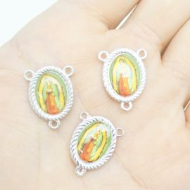 Salve Rainha de Metal Resinado / 20x15mm - Nossa Senhora de Guadalupe (Unidade) - Níquel