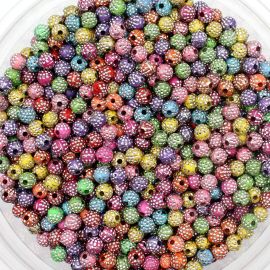 Bola Plástica Leitosa / 6mm - Multicolorido com Brilho (10 gramas)