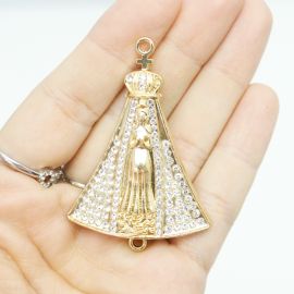 Pingente de Nossa Senhora Aparecida / 57x40mm - com Strass (unidade)