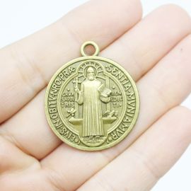 Medalha de Metal / 34x30mm - São Bento (unidade) - Ouro Velho